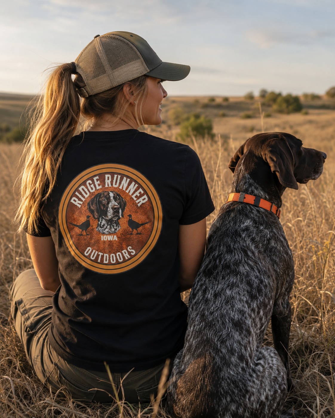 Iowa State Series tee graphic detail Distressed German Short Haired Pointer  and Pheasant Design